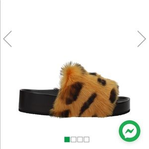 Celine Boxy Paded Sandal in Shearling 37